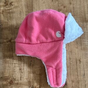 Carhartt Pink and White Fleece Earflap Hat